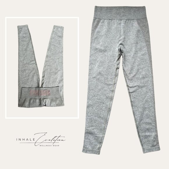 Gymshark Heather Grey/Pink Text Legging - Picture 1 of 1